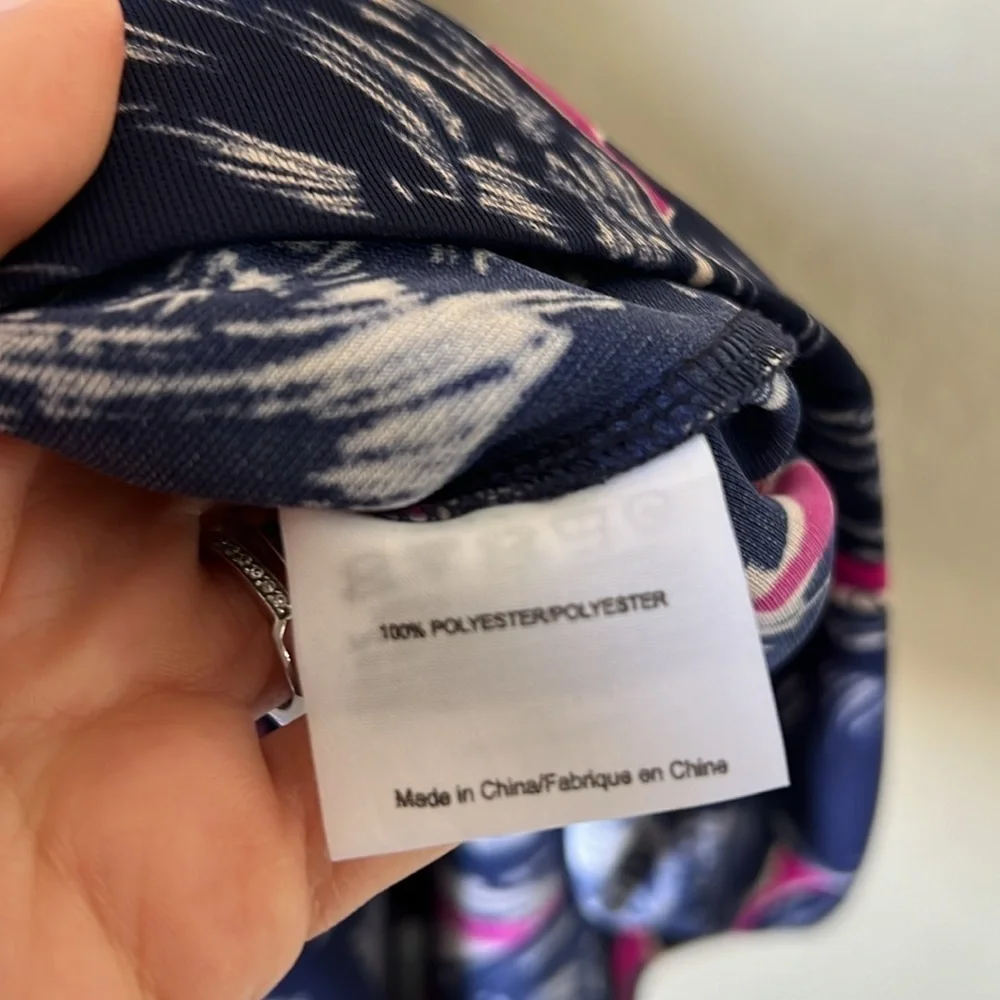 Tory Burch navy and purple printed belted  dress